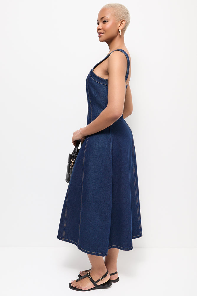 Panelled Denim Midi Dress (1)