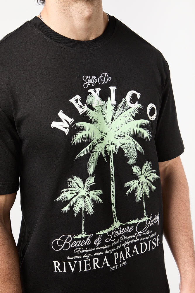 Black Mexico Palm Graphic T-Shirt (3)