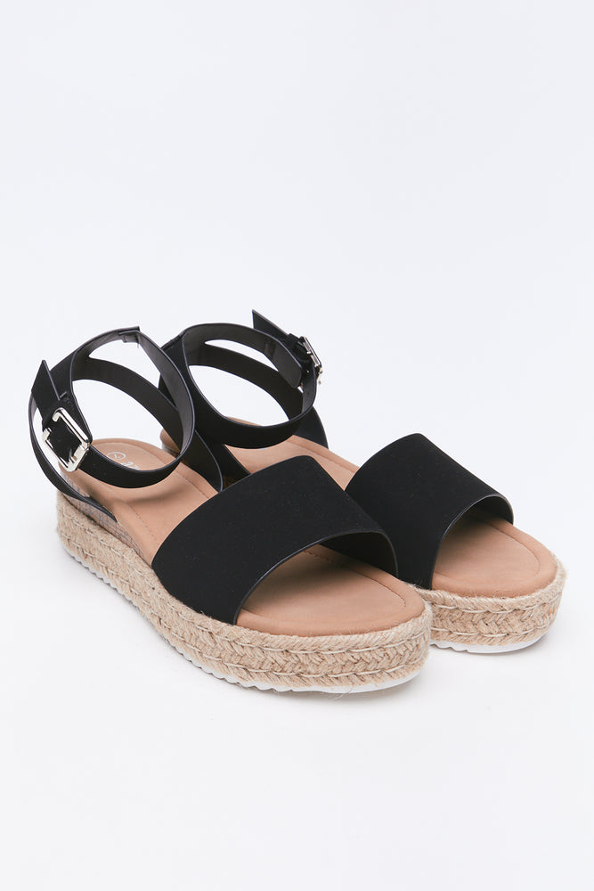 Black Ankle Strap Espadrille Sandals
