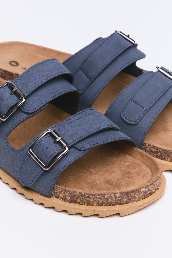 Navy Double Buckle Sandals (2)