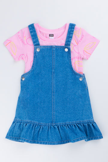 Denim Pinafore & T-Shirt Set