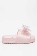 Pink Glitter Bow Jelly Slides (1)