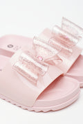 Pink Glitter Bow Jelly Slides (2)