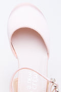 Pink Satin Diamante Buckle Heels (4)