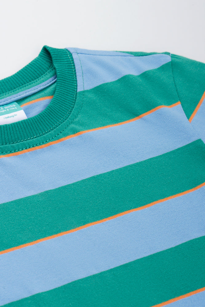 Green Short Sleeve Striped T-Shirt (1)