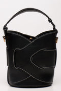 Black Interwoven Bucket Bag