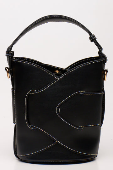 Black Interwoven Bucket Bag