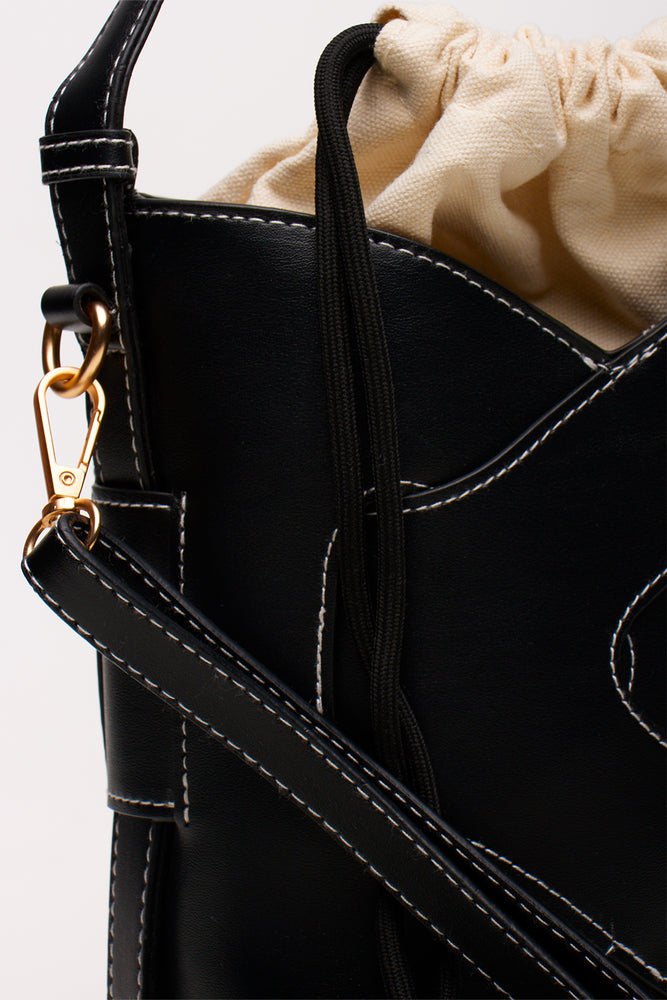 Black Interwoven Bucket Bag (1)