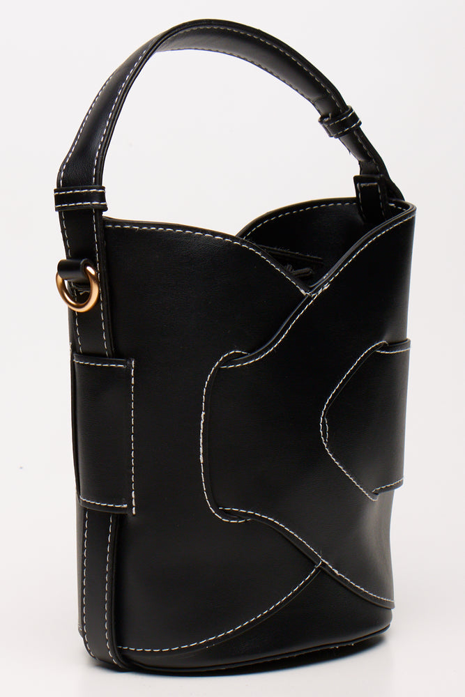 Black Interwoven Bucket Bag (2)