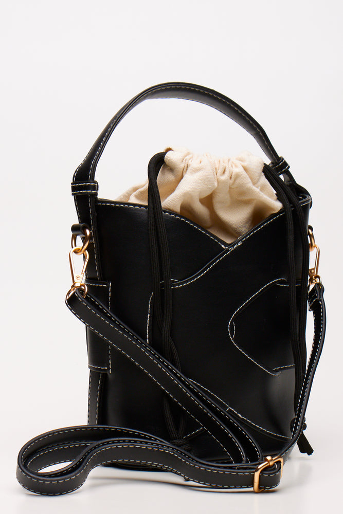 Black Interwoven Bucket Bag (3)