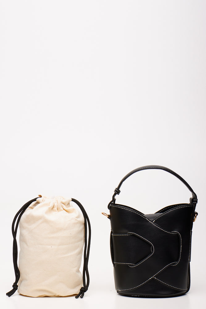 Black Interwoven Bucket Bag (4)