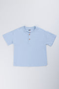 Light Blue Textured Henley T-Shirt