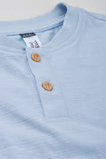 Light Blue Textured Henley T-Shirt (1)