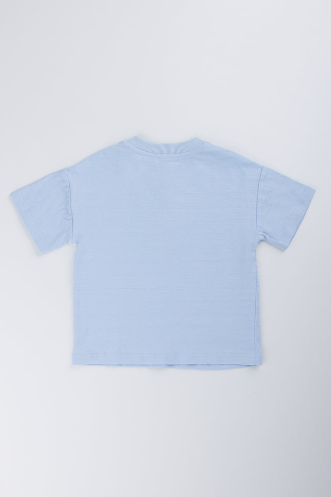 Light Blue Textured Henley T-Shirt (2)