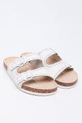 White Scalloped Edge Cork Sandals