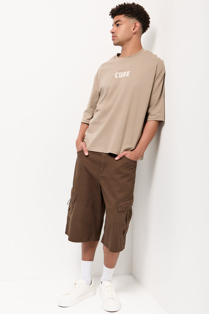 Taupe Boxy Fit Graphic T-Shirt (1)