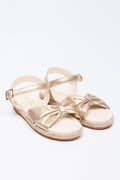 Gold Bow Detail Espadrille Sandals