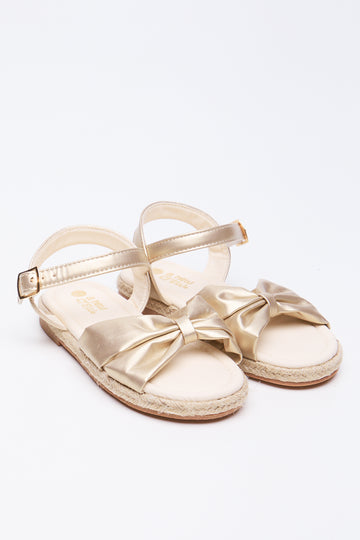 Gold Bow Detail Espadrille Sandals