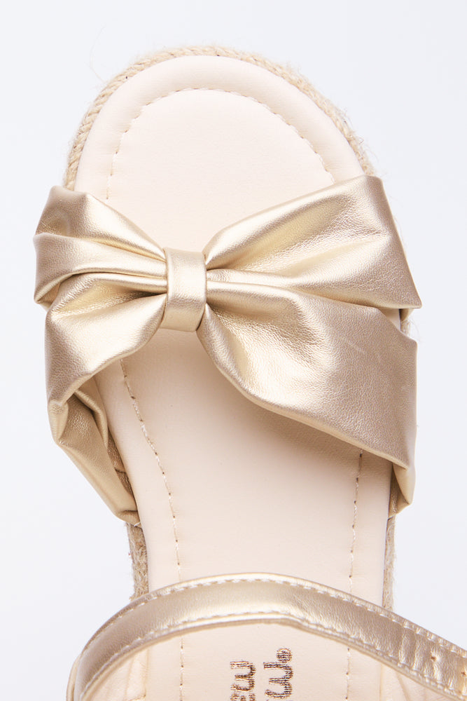 Gold Bow Detail Espadrille Sandals (4)