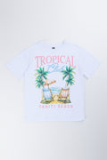 White Tropical Club Oversized T-Shirt