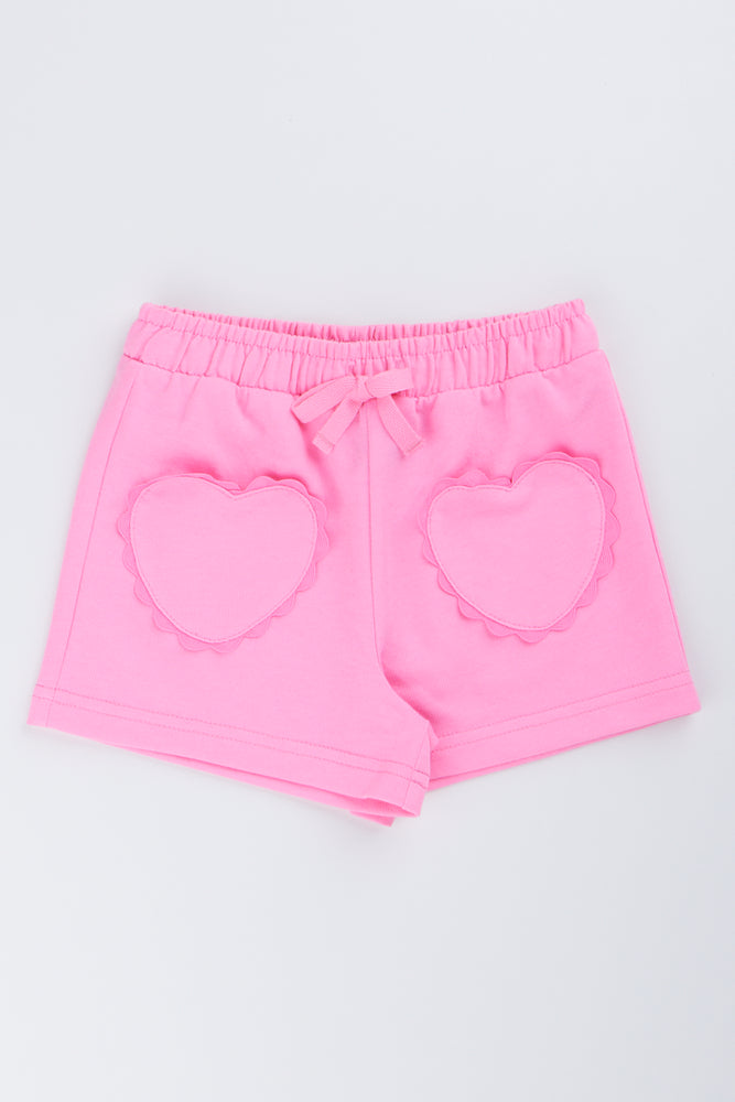 Pink Fleece Heart Pocket Shorts