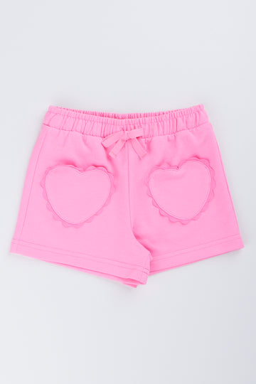 Pink Fleece Heart Pocket Shorts