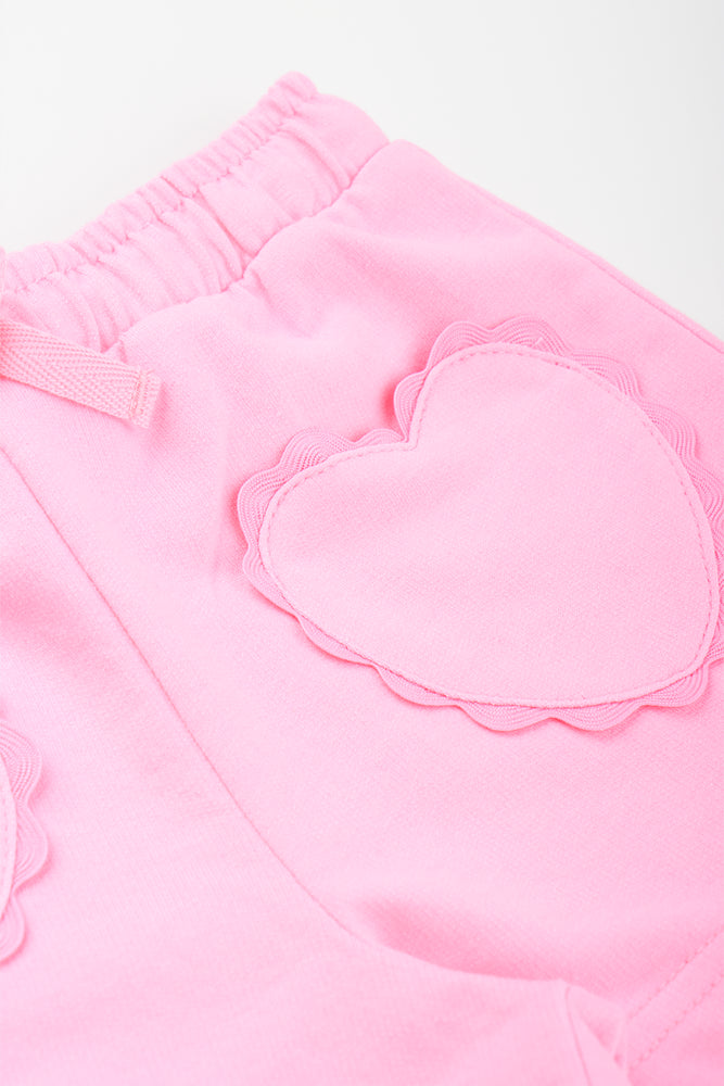 Pink Fleece Heart Pocket Shorts (1)