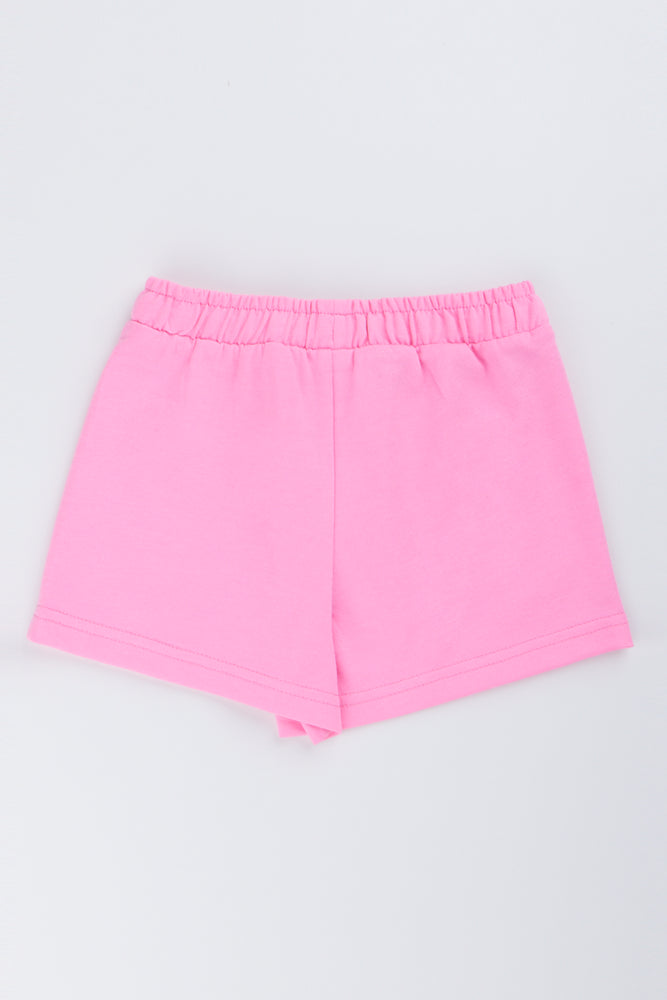 Pink Fleece Heart Pocket Shorts (2)