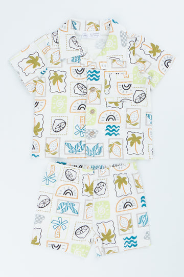Tropical Print Shirt Set