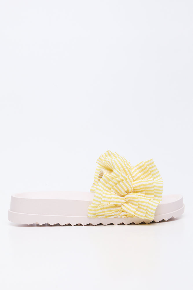 Yellow Striped Ruffle Pool Slides (1)