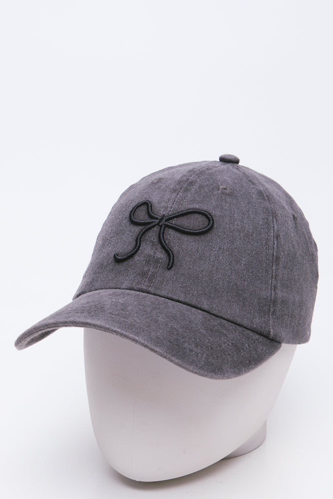 Black Bow Detail Peak Cap