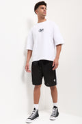 Black Check Knit Side Tape Shorts