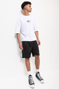Black Check Knit Side Tape Shorts (1)