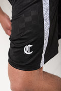 Black Check Knit Side Tape Shorts (2)