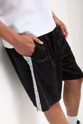 Black Check Knit Side Tape Shorts (3)