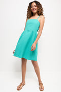 Teal Textured Sleeveless Midi Dress
