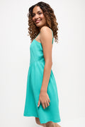 Teal Textured Sleeveless Midi Dress (1)