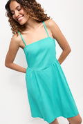 Teal Textured Sleeveless Midi Dress (3)