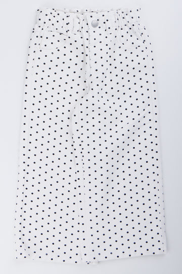 White Polka Dot Paperbag Pants