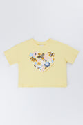 Yellow Floral Sequin Heart T-Shirt