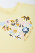 Yellow Floral Sequin Heart T-Shirt (1)