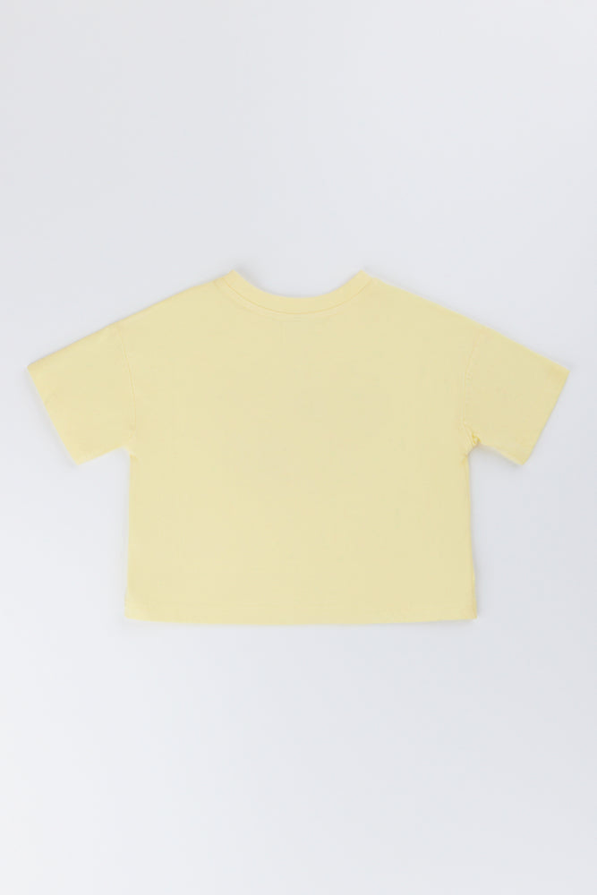 Yellow Floral Sequin Heart T-Shirt (2)