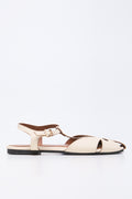 Cream Flat Cage Sandals (1)