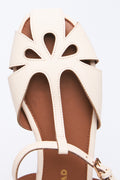Cream Flat Cage Sandals (4)