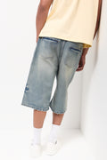Blue Mid Wash Distressed Denim Shorts (2)