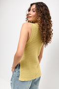 Olive Green Sleeveless Openwork Vest (2)