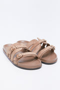 Tan Suede Buckle Sandals