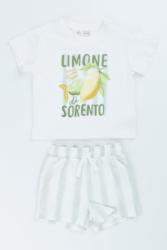 2 Piece Lemon Print Set