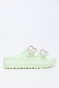 Lime Pearl Buckle Slide Sandals (1)