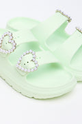 Lime Pearl Buckle Slide Sandals (2)